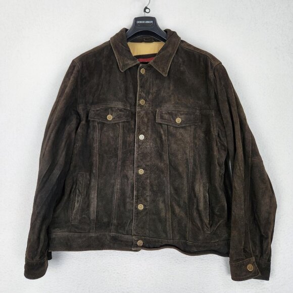 Eddie Bauer Other - Eddie Bauer Jacket Mens XL Brown Seattle Suede Leather Washable Button Front